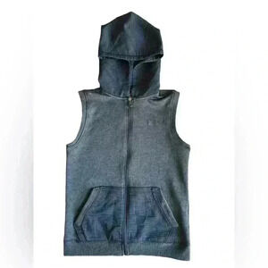 Boys Medium Under Armour Hooded Vest Cold gear Black Gray